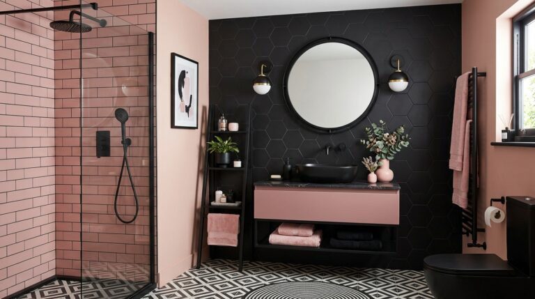 black and pink bathroom ideas