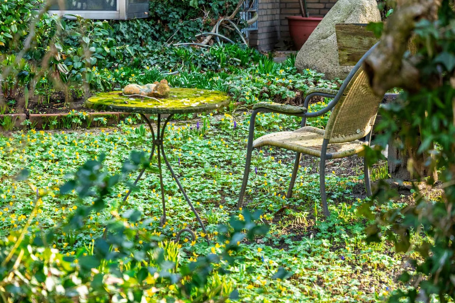 small garden table with umbrella hole