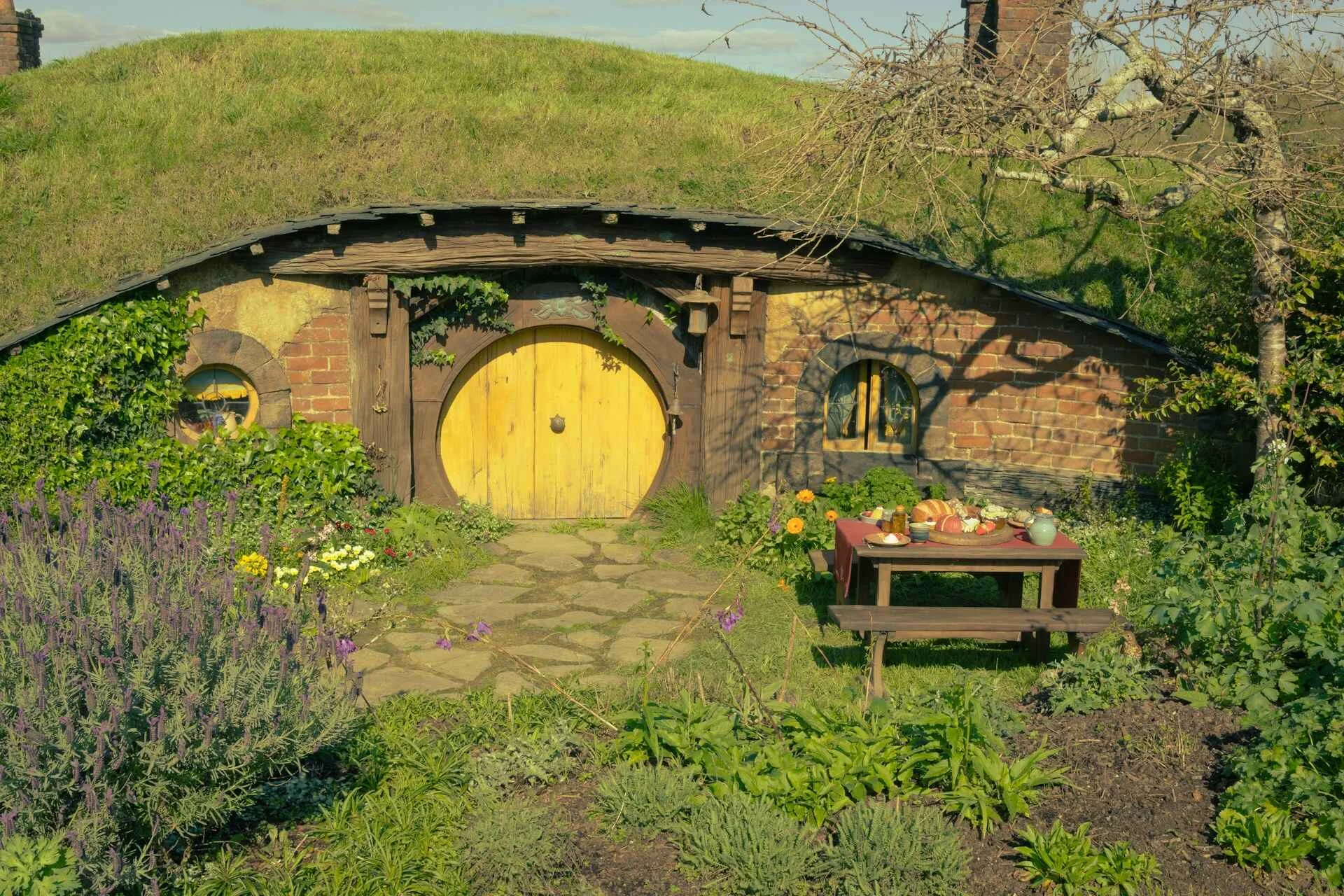 small garden table with umbrella hole