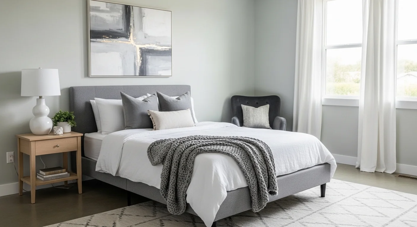 grey bed frame bedroom ideas